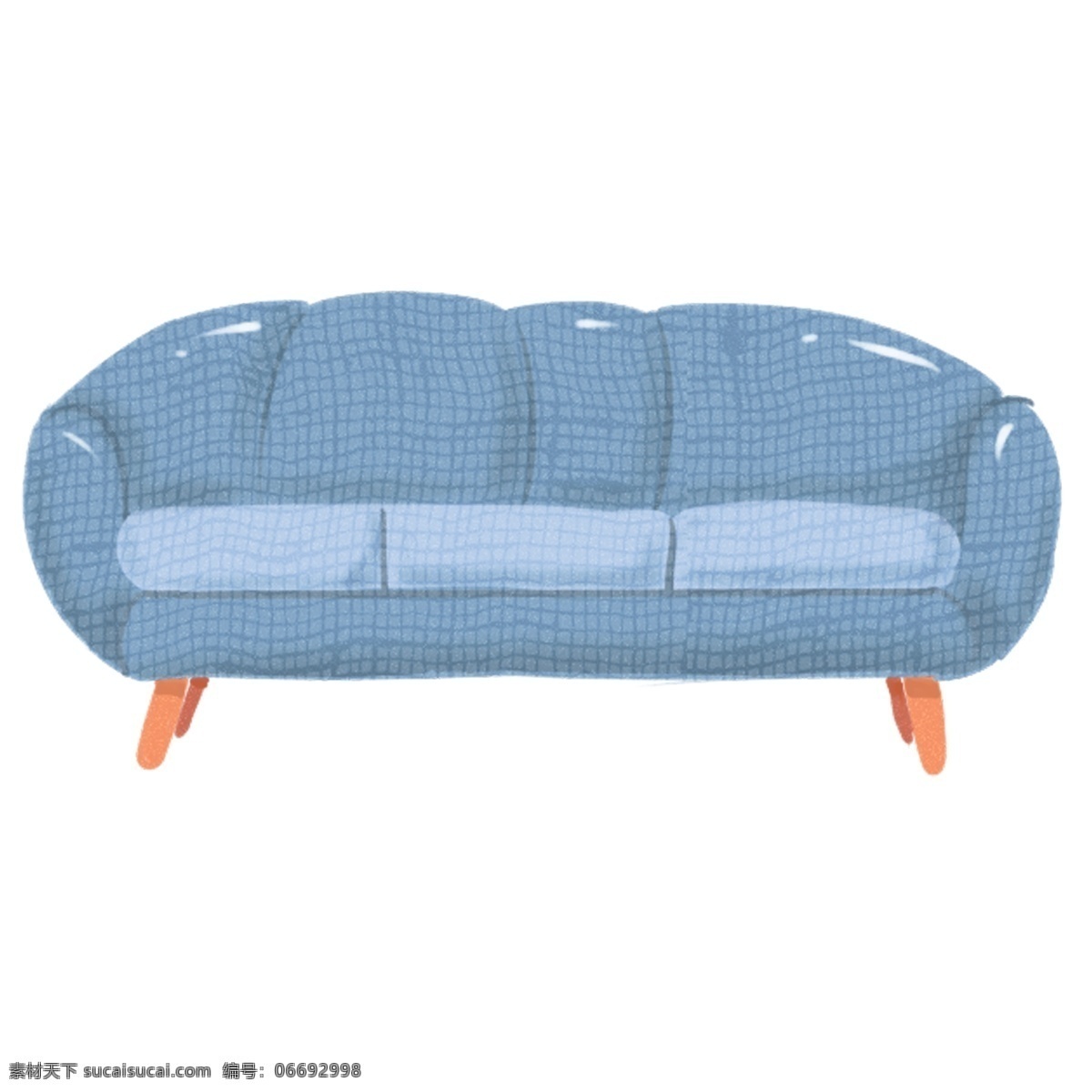 手绘 卡通 蓝色 小 格子 布艺 三 人 长沙 发 原创 元素 蓝色小格子 原创元素 沙发元素 圆形沙发 三人长沙发 可商用元素