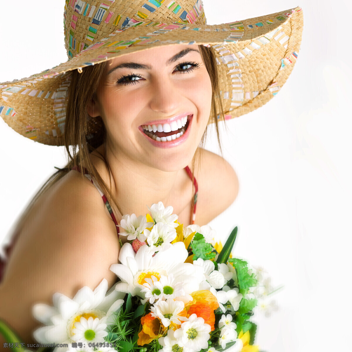 戴 草帽 性感美女 戴草帽的美女 花朵 鲜花 时尚美女 美女模特 美女写真 外国女性 外国女人 美女图片 人物图片