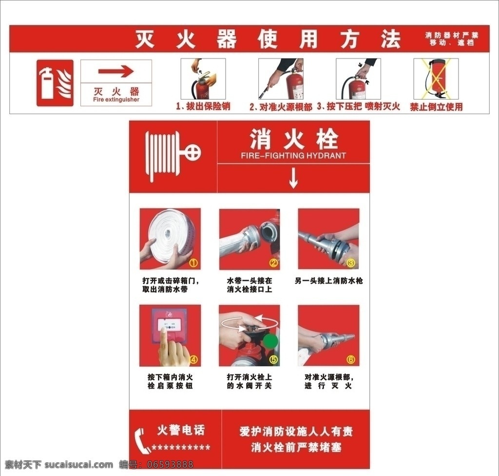 消火栓 灭火器 使用方法 公共标识标志 标识标志图标 矢量