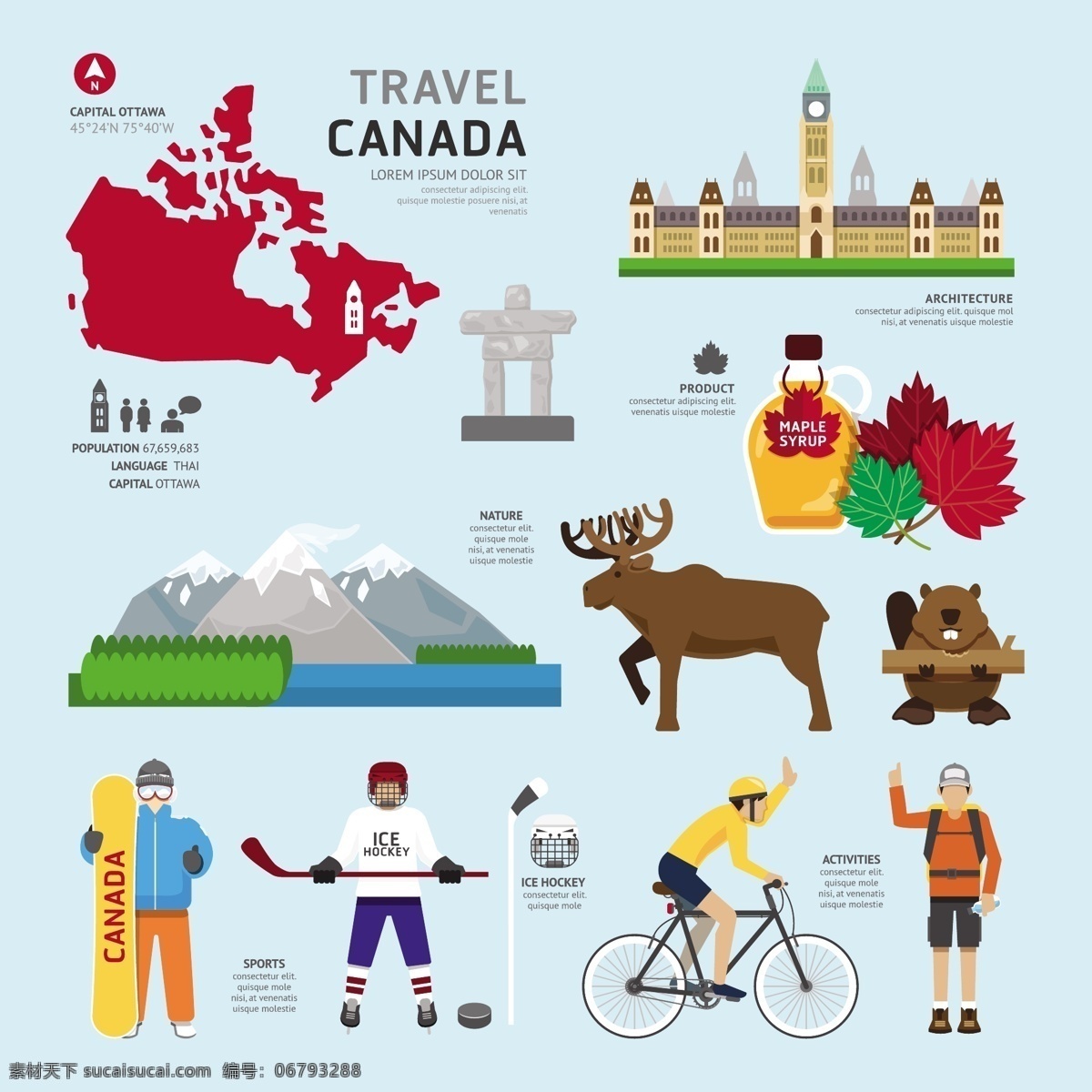 加拿大 运动 雪山 鹿 卡通人物 加拿大建筑 矢量 文化艺术 传统文化