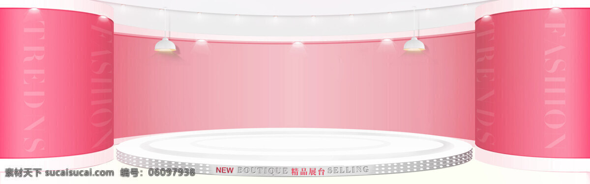 白色 舞台 红色 幕布 banner 背景 清新 红色幕布 白色圆形