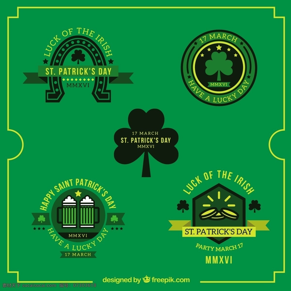 圣帕特里克 纪念章 模式 标签 党 徽章 绿色 啤酒 弹簧 庆典 节日 文化 传统 三叶草 天 凯尔特人 幸运 爱尔兰 运气