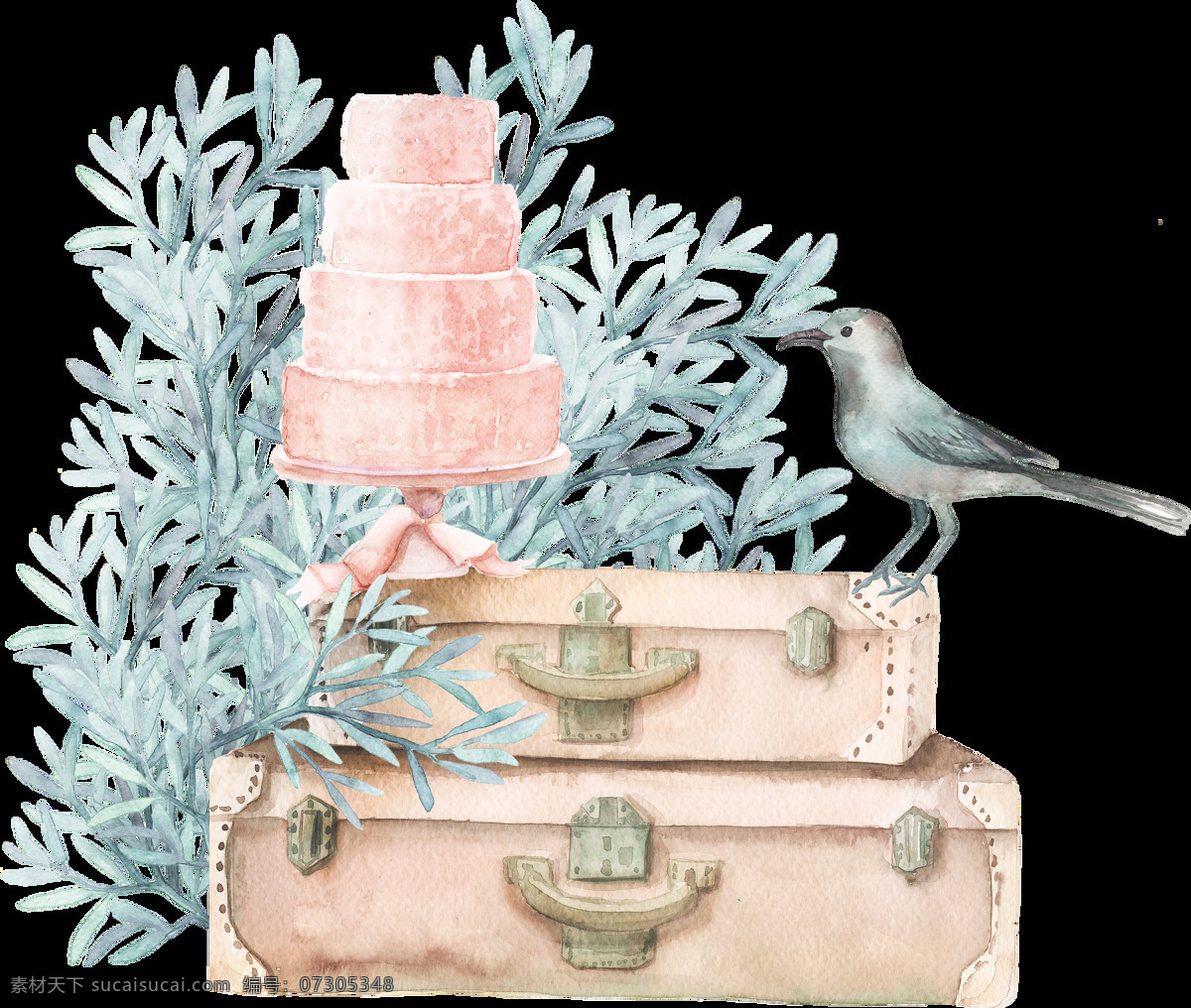 粉色 蛋糕 卡通 透明 蜂鸟 动物 透明素材 免扣素材 装饰图案