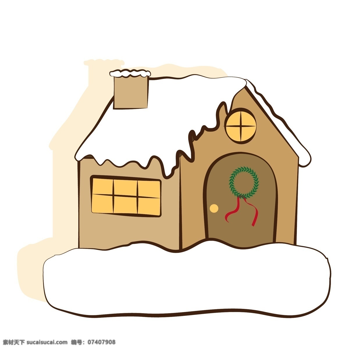 原创 矢量 卡通 覆盖 雪 房子 商用 冬季 冬天 寒冷 屋内 暖
