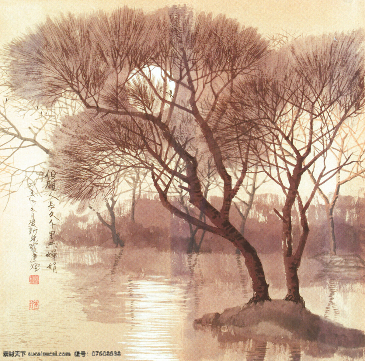 千里共婵娟图 国画 山水画 水墨画 文化艺术 绘画书法 现代山水画 设计图库 301