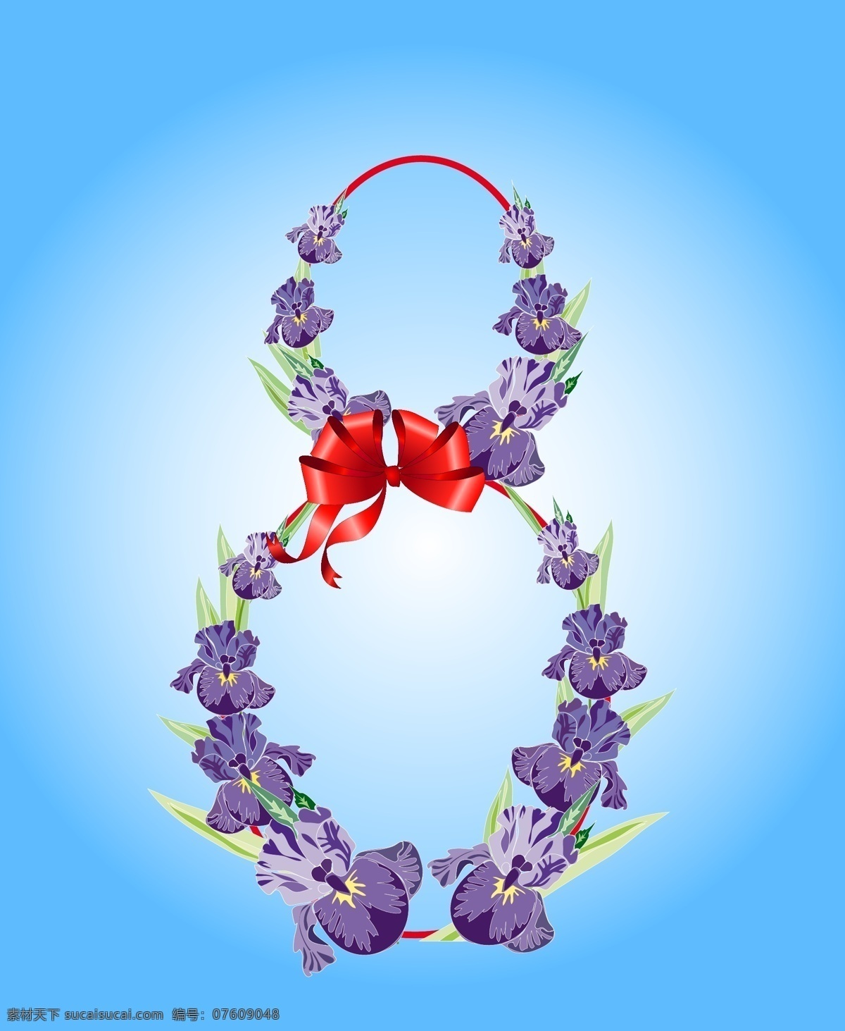 矢量 精美 三八节 数字 红色丝带 花纹背景 女人节 花朵数字 庆祝 节日素材 妇女节