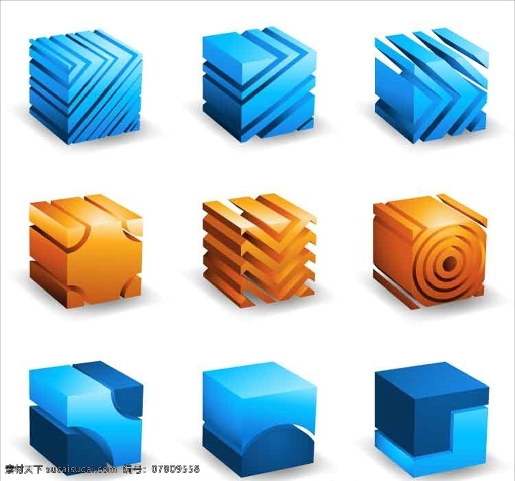 3d 立体 方块 立方体 图标 商标 拼图 场景 彩色积木 玩具 3d模型 宝石 钻石 金属板 金属质感 切割 游戏道具 分层