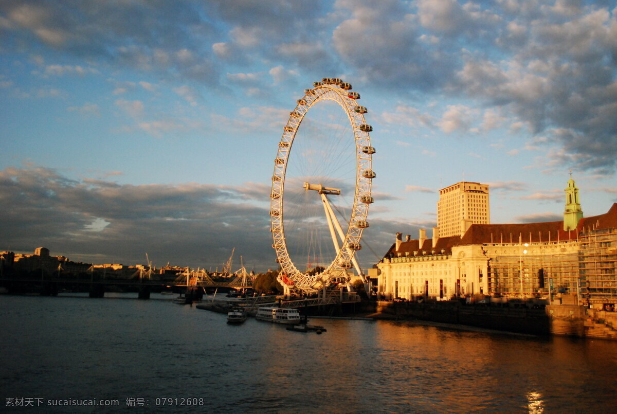 唯美 海边 摩天轮 风景 英国 伦敦眼 泰晤士河 河流 河畔