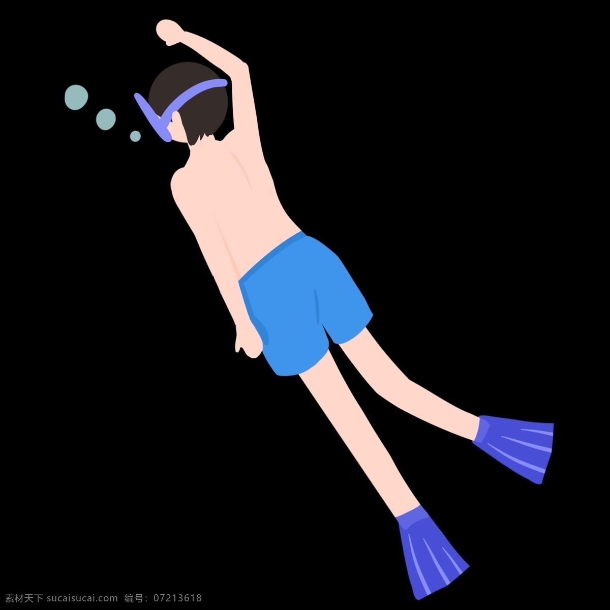 大海 海滩 潜水 人物 扁平人物 夏季游泳