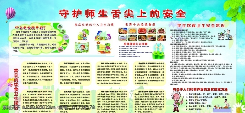 舌尖上的安全 食品 安全 学校 绿色 健康 草坪 果蔬 食品安全 宣传栏 学生安全 原创共享 分层