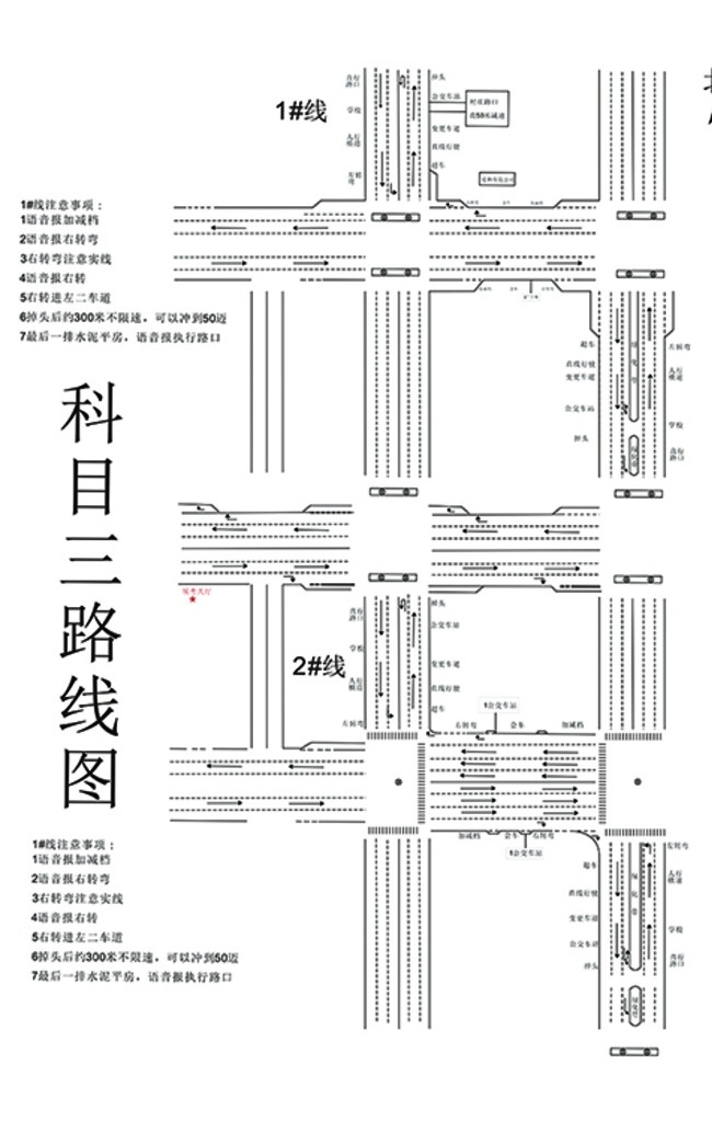 科目三线路图 考试线路图 流程图 科目三 c1 路线图