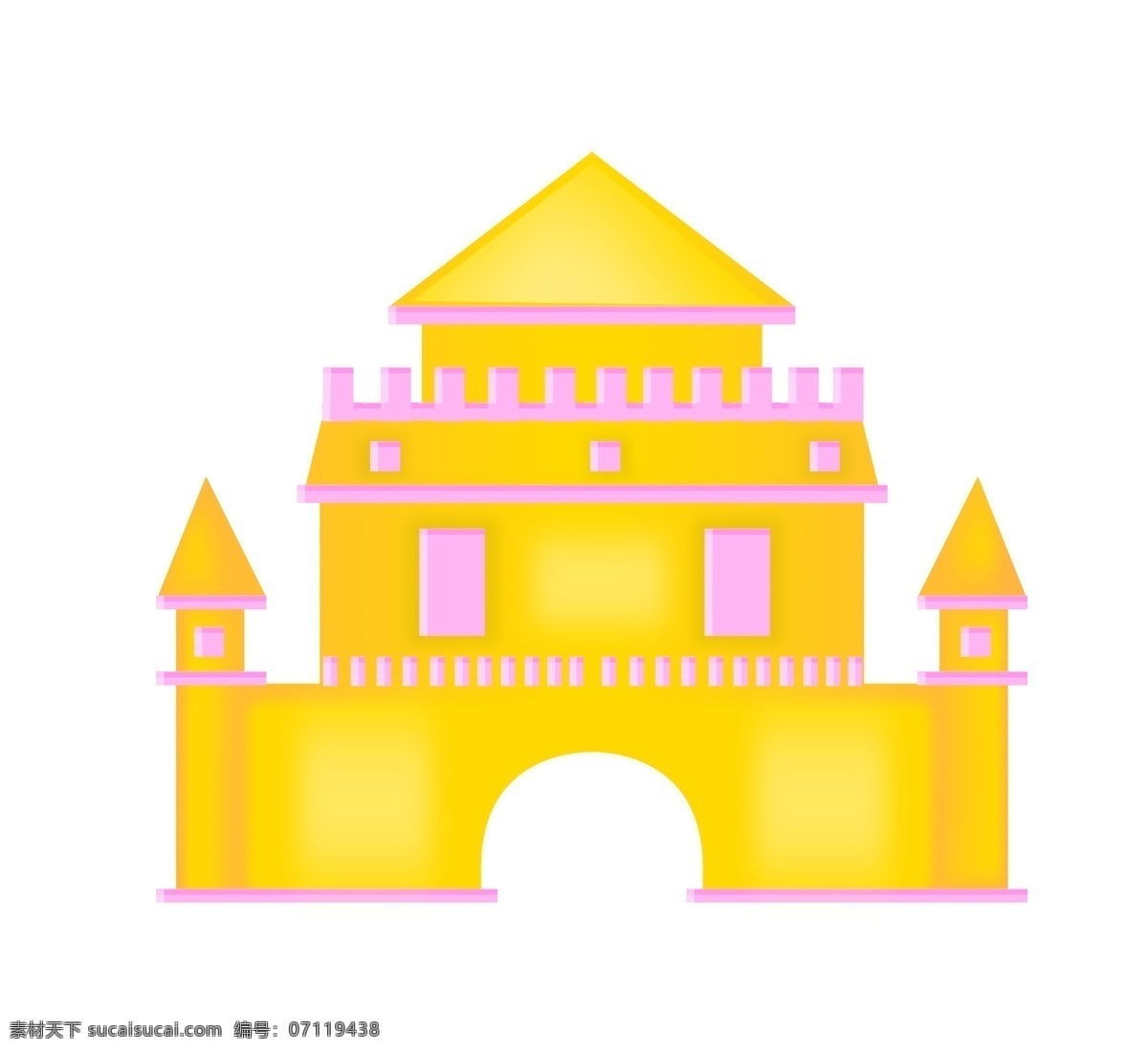 宏伟 城堡 卡通 插画 黄色的城堡 卡通插画 城堡的插画 宏伟的城堡 建筑城堡 独特的城堡