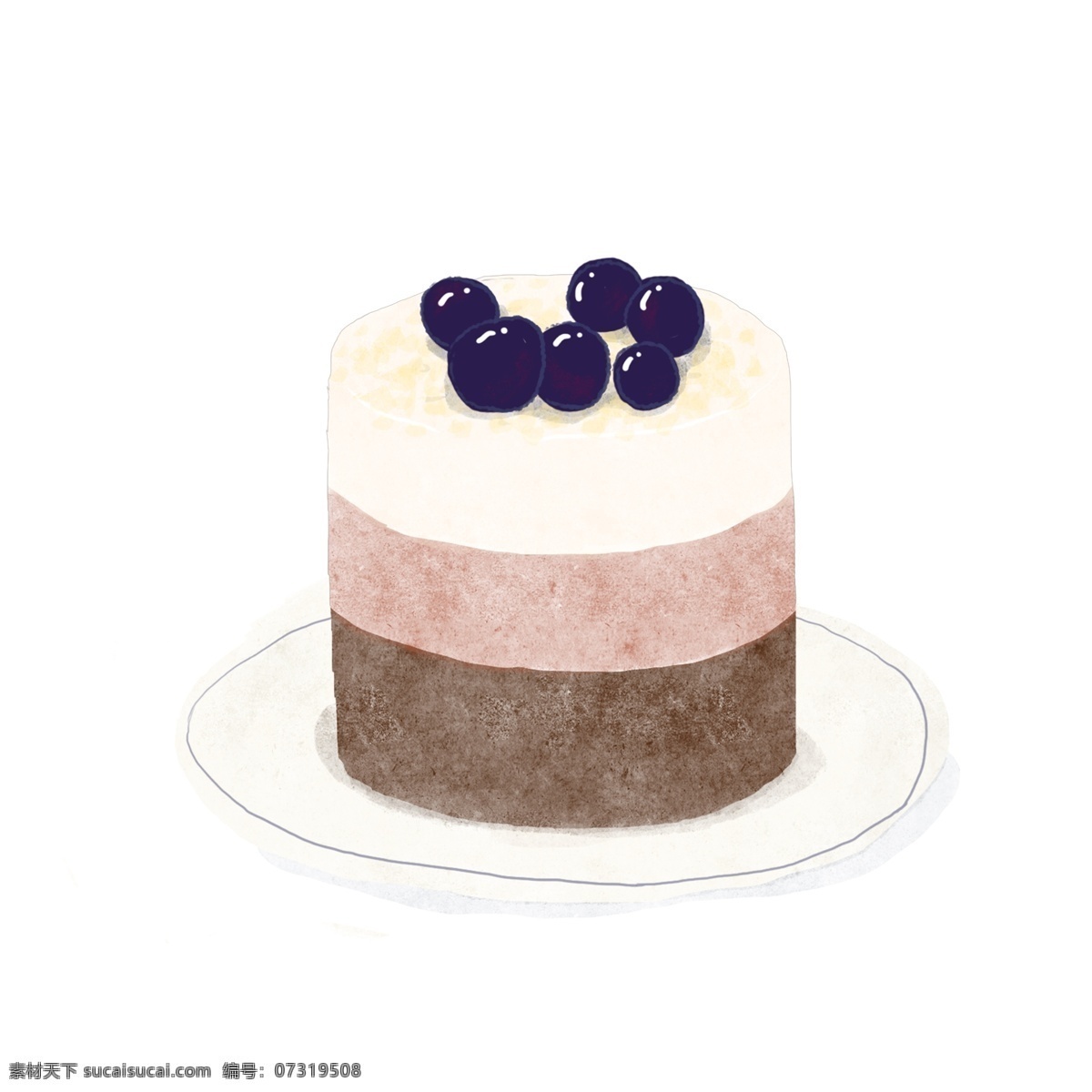 蓝莓小蛋糕 小蛋糕 蓝莓 三层 奶油 水果蛋糕