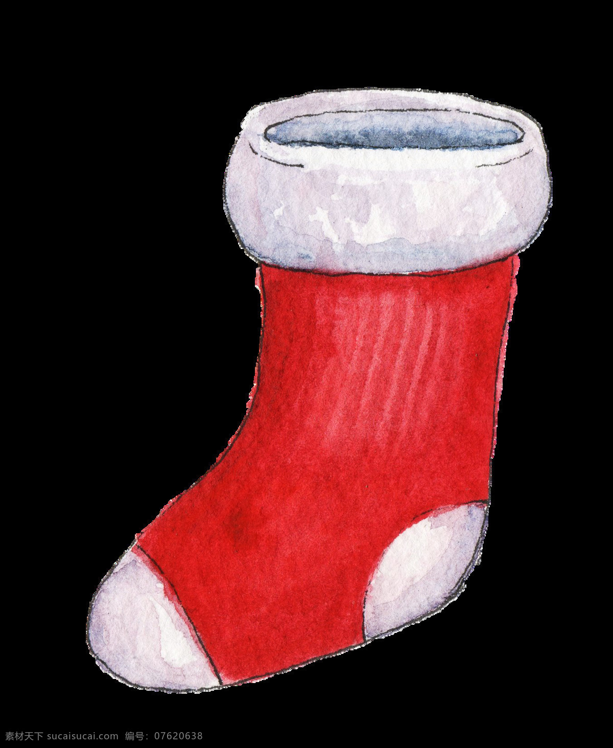 手绘 红 袜子 透明 圣诞节 棉袜 卡通 透明素材 装饰图案