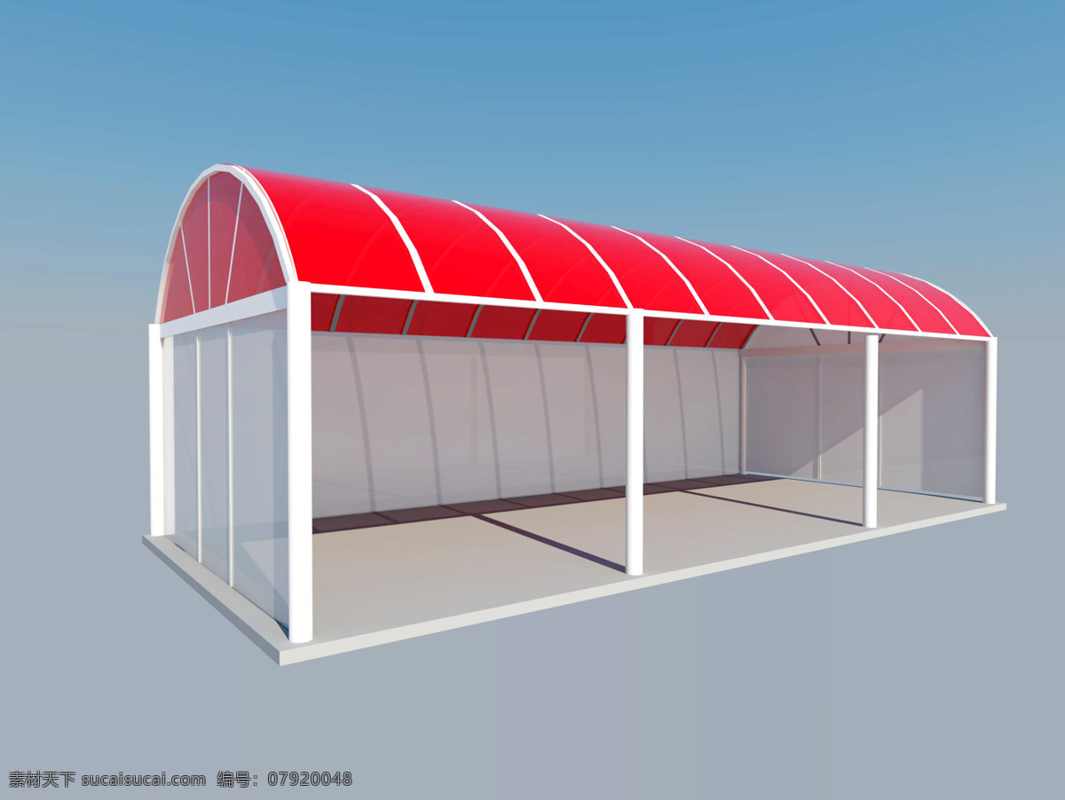 红色车棚 3d车棚 阳光房 阳光大棚 3d设计 3d作品
