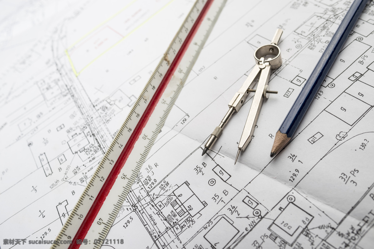 施工图 制图 工具 建筑平面图 圆规 制作工具 尺子 建筑设计 建筑图纸 建筑施工图 环境家居
