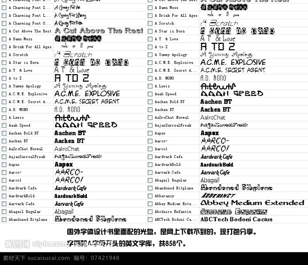 858个 字符和a字母 开头 英文字库 字体 mac字库 手写字库 涂鸦字库 字体下载 英文字体 源文件库 ttf