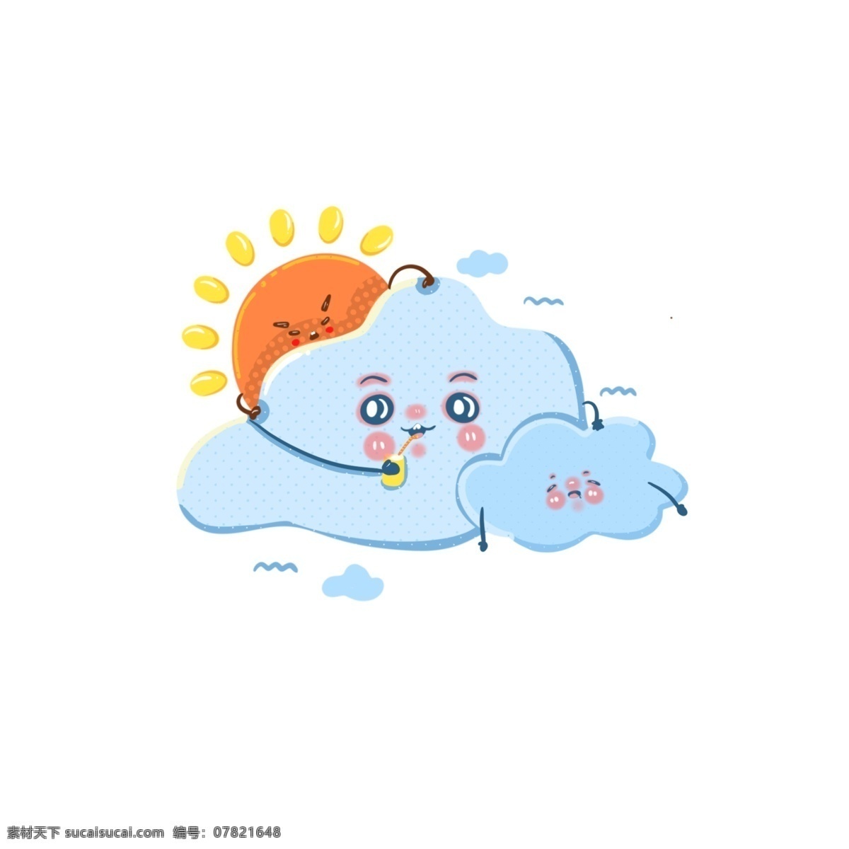气象 多云 天气 卡通 形象 阴天 太阳 云朵