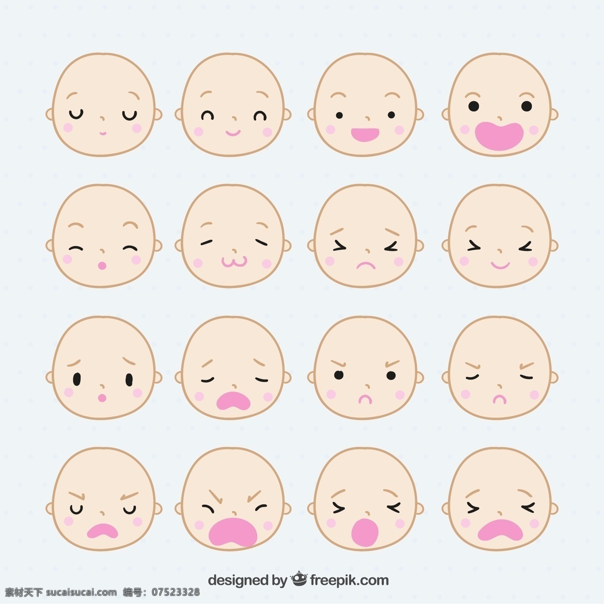 款 可爱 婴儿 头像 矢量图 16款 头像粉嫩 多变的 白色