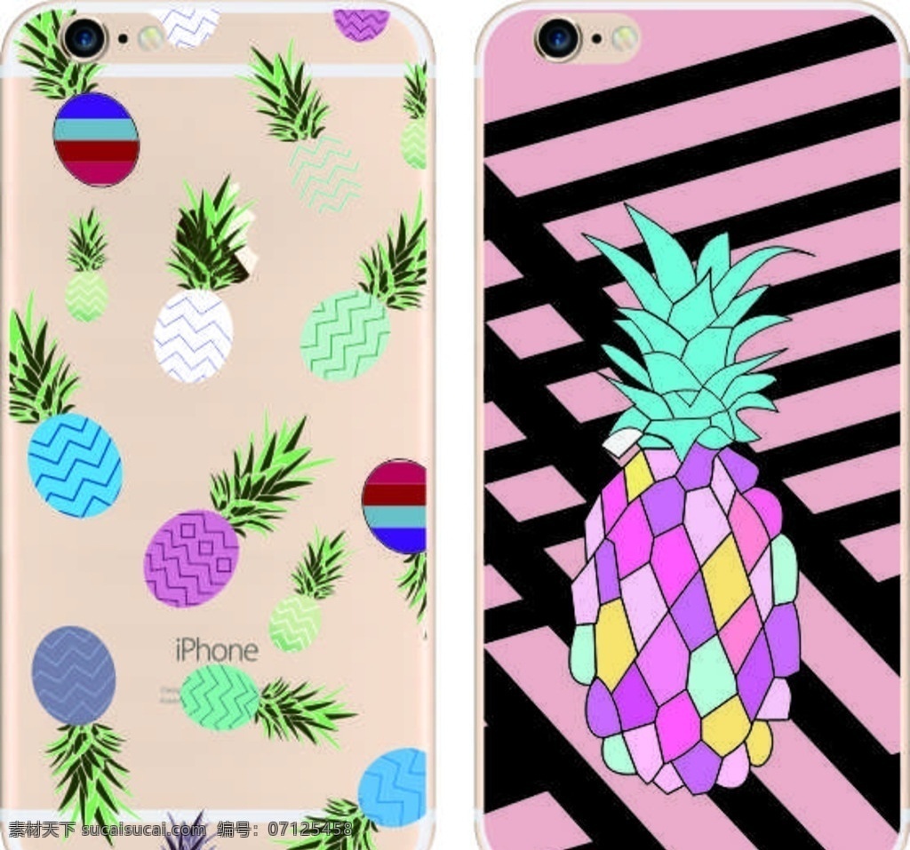 彩绘手机壳 时尚 手机套 彩印 打印 卡通 水果 菠萝 线纹 sky 现代科技 数码产品