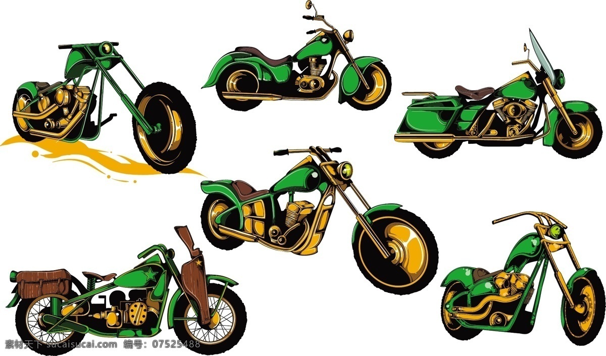 越野 摩托车 矢量 越野摩托车 设计矢量 哈雷车 摩托 复古 卡通设计