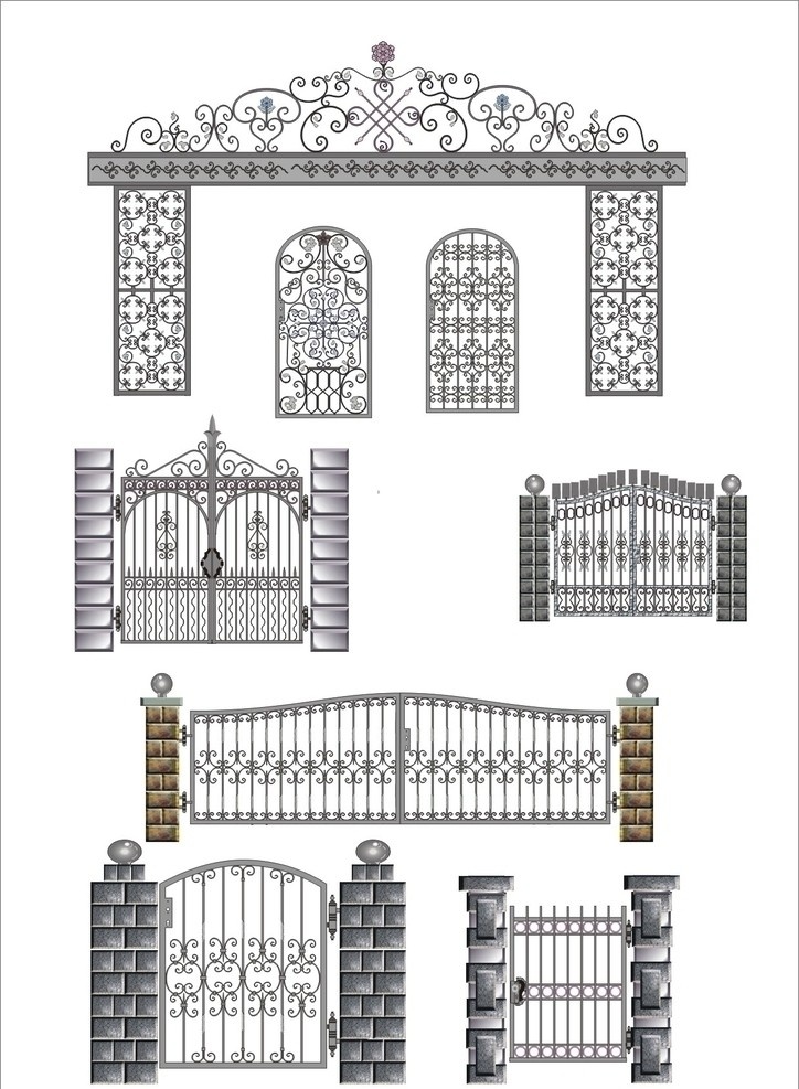 铁艺大门图片 铁艺围栏 铁艺大门 大门 铁艺 铁门 大门样式 门 围栏 围墙 金属 铁焊大门 围栏样式 围栏效果 大门素材