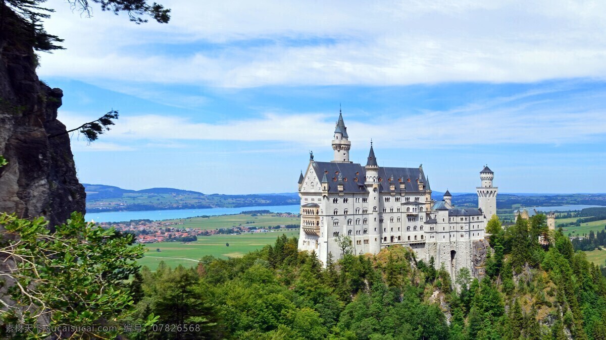 野外 城堡 风景 德国 巴伐利亚 新天鹅堡 野外风景素材 黑色