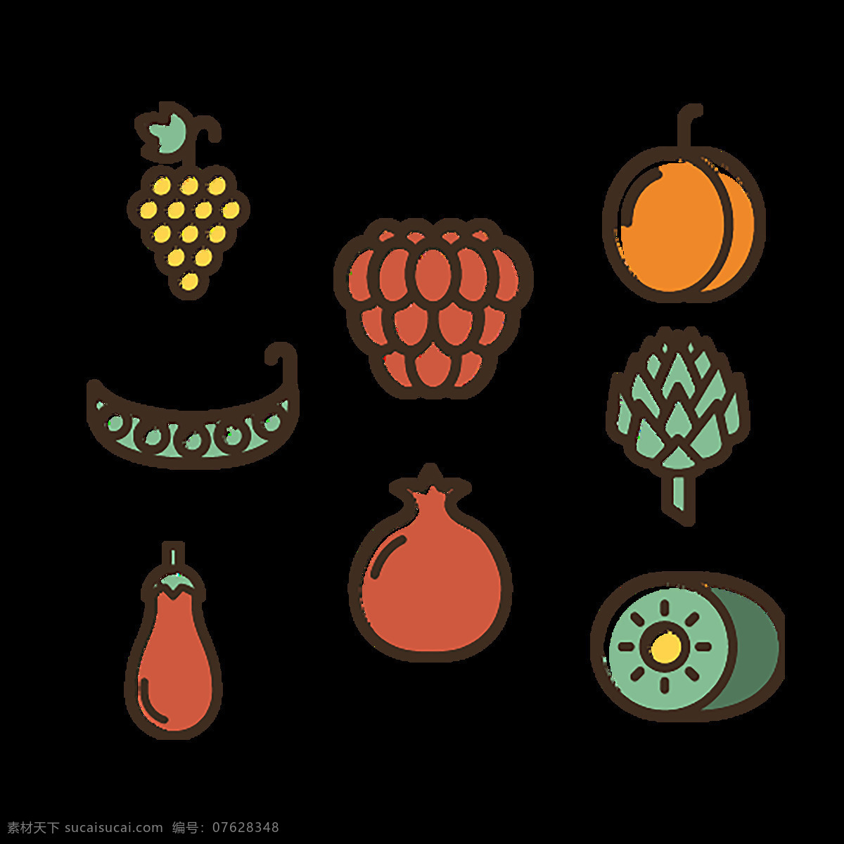 水果 生动 食物 图标 食品 png图标 餐饮 厨房 厨具 图案素材 卡通图标