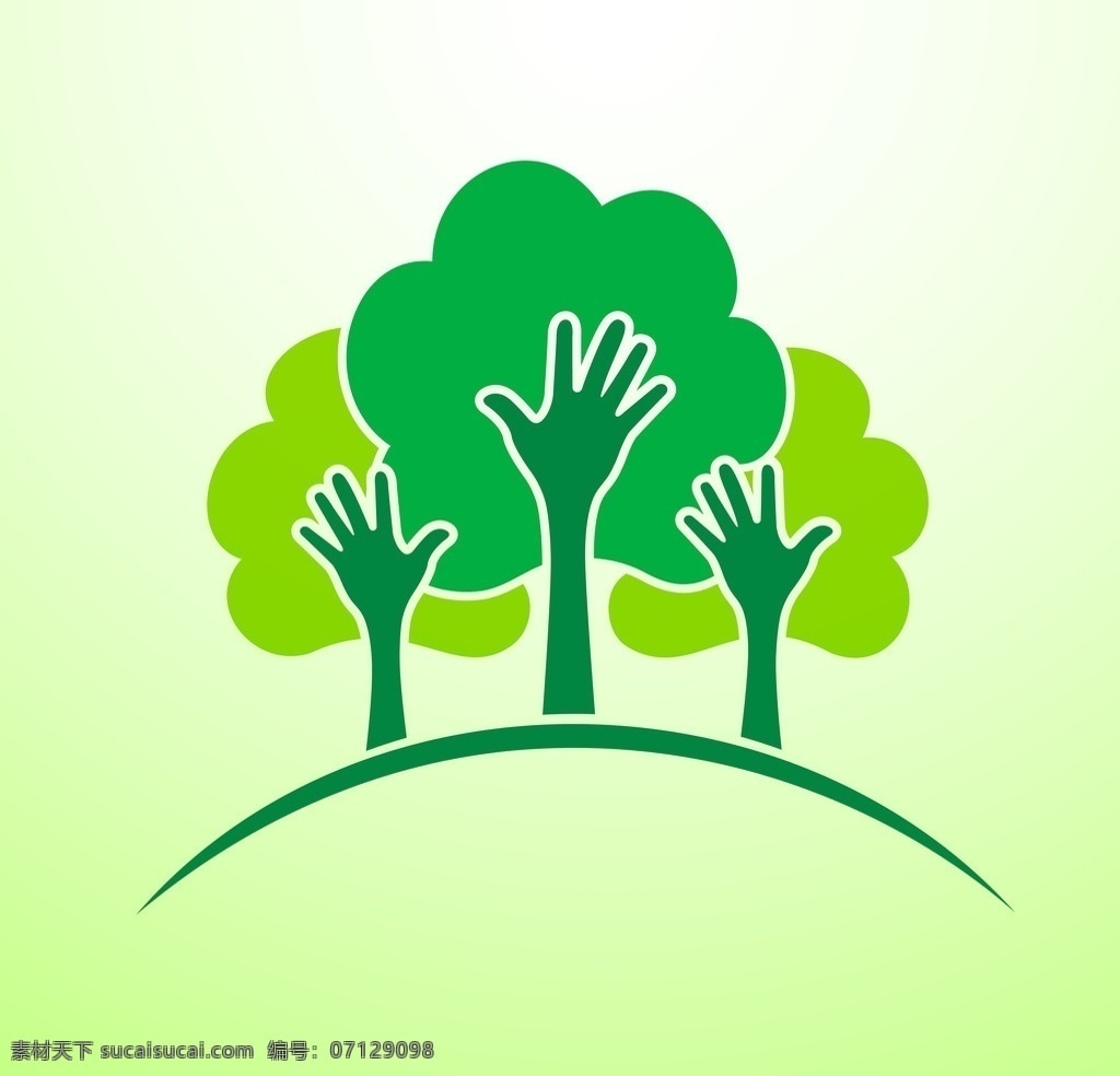 生态图标 生态标识 手形 树木 绿叶 绿色 节能 能源 环保 eco 生态 手绘 矢量 网页小图标 标志图标