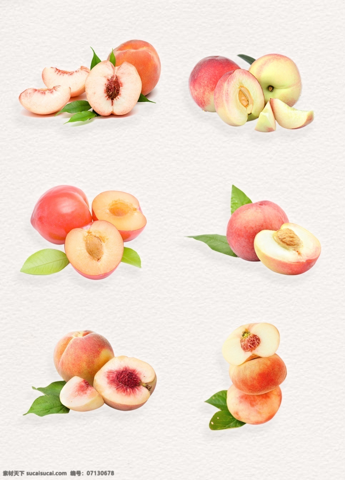 粉色 鲜甜 水蜜桃 水果 实物 桃子 切开的水果 png素材 产品实物 水蜜桃和叶子