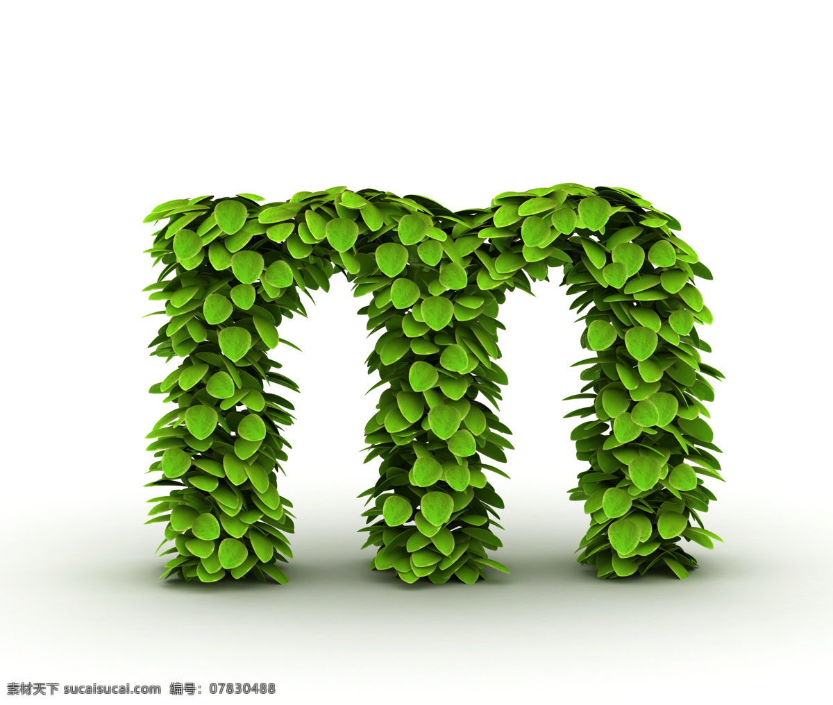 字母 m 设计素材 英文 艺术字 字体设计 叶子 绿叶 绿色 环保 立体字 书画文字 文化艺术 白色