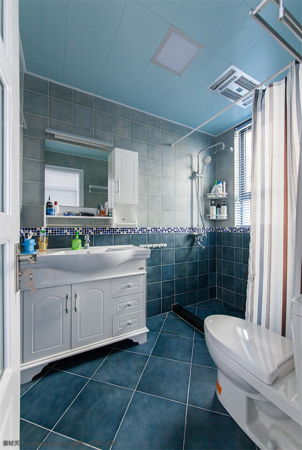 大气 时尚 地中 海风 浴室 洗脸 台 装修 效果图 地中海风 卫生间 高清大图