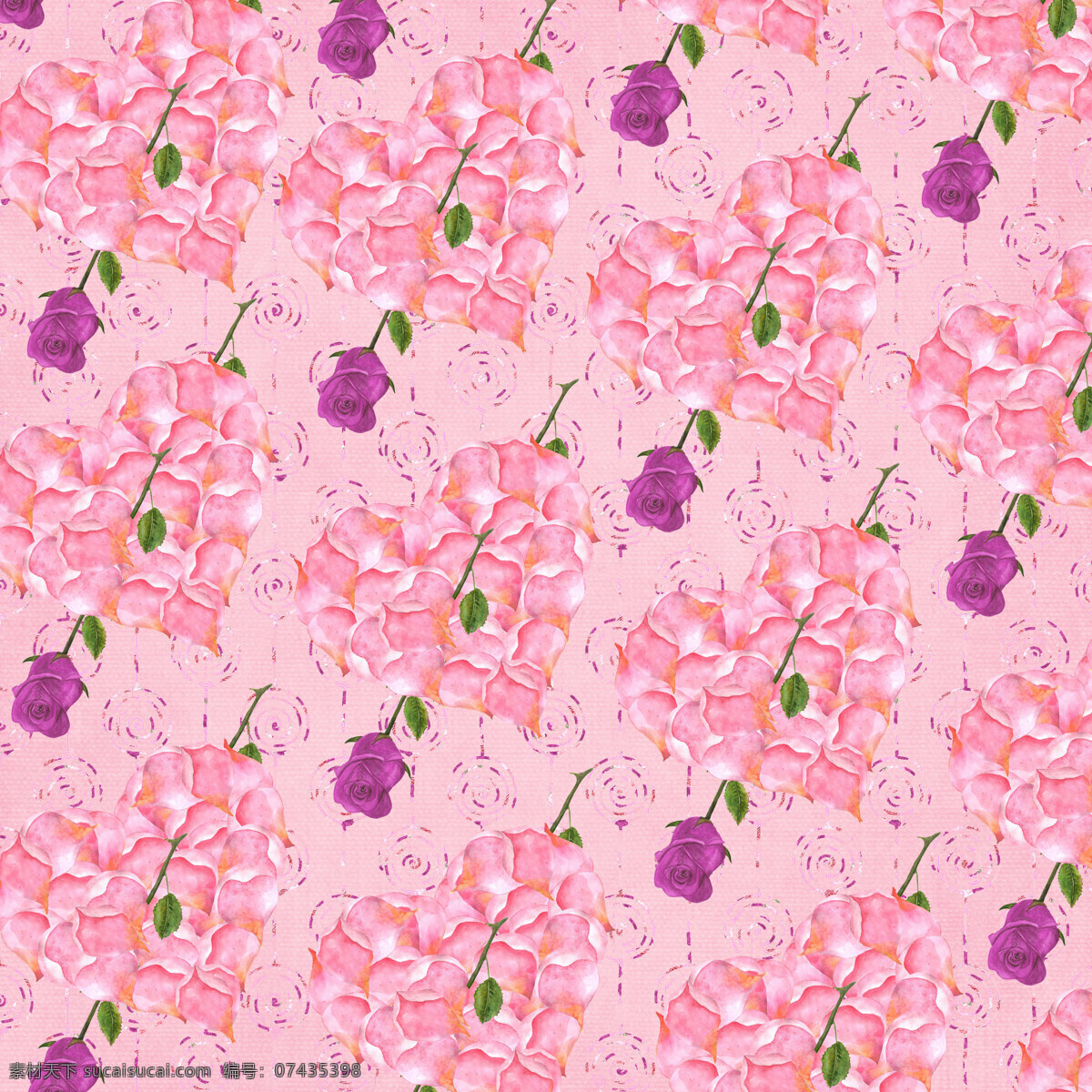 玫瑰 穿 心 花朵 粉色 情人节 背景 爱心 背景素材 粉红色 玫瑰花 填充背景 紫色