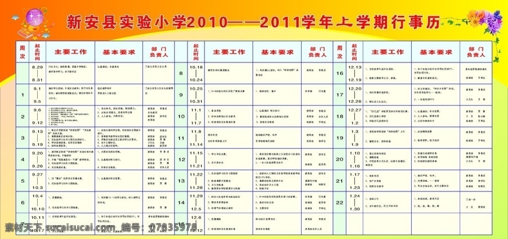 学校 行事历 展板 写真 小学 模板 花 版面设计 展板模板 矢量