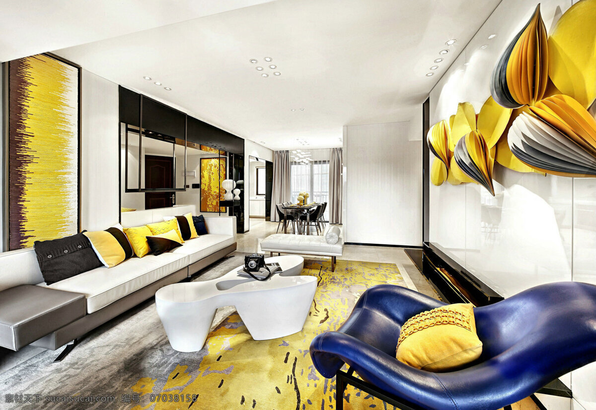 现代 时尚 客厅 几何 图案 地毯 室内装修 效果图 纯色地板 客厅装修