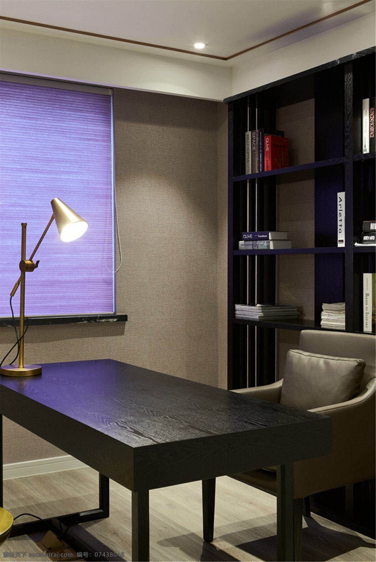 紫色 窗帘 书房 装修 效果图 家具 装修设计 空间设计 设计风格 家居 家具设计 室内装修 室内设计 书桌 书架