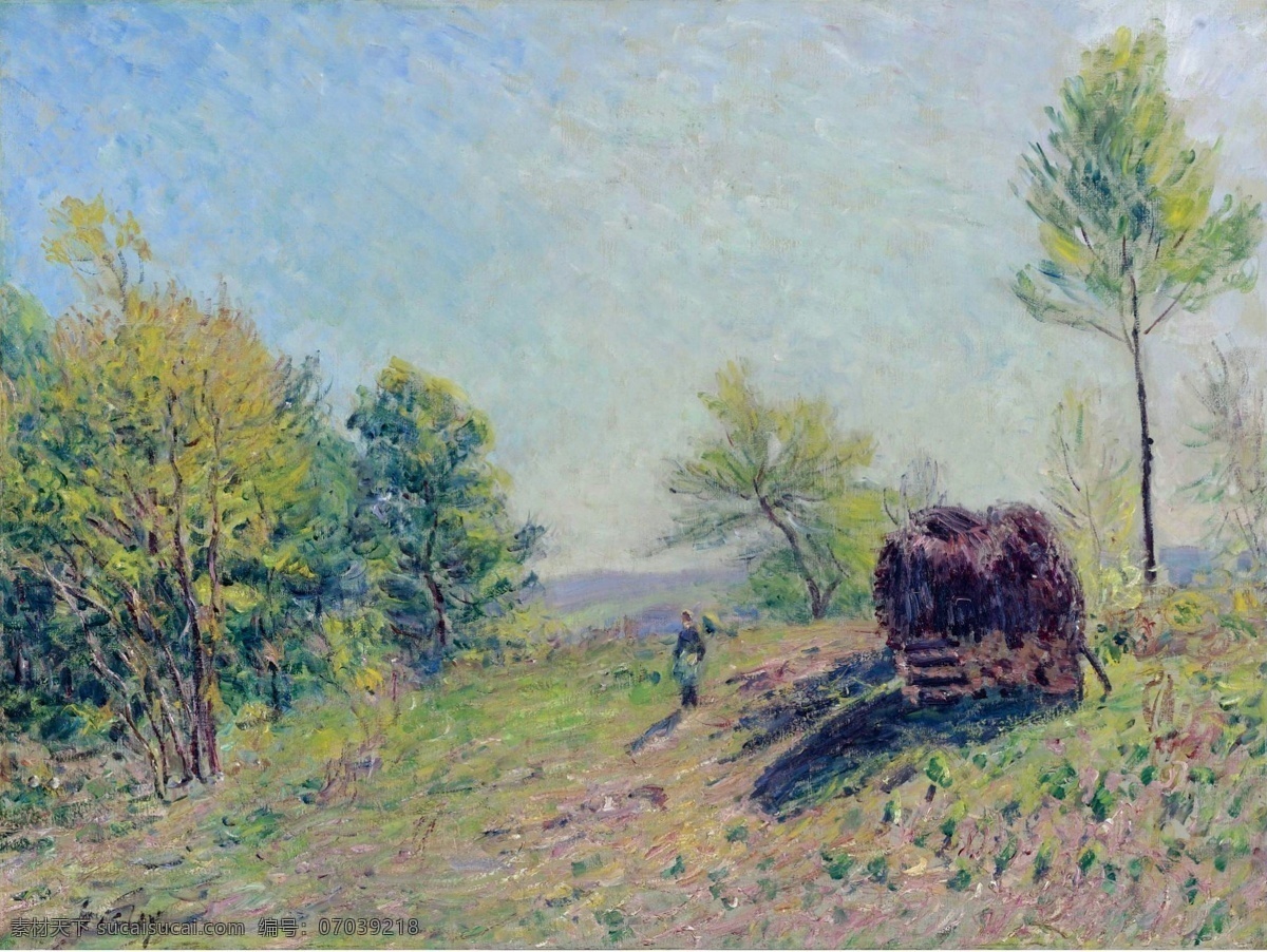 壁画 草原 大树 房屋 风景 绘画书法 精品 景观 田野风光 树林 森林 小房子 农舍 茅草屋 田野 农田 野外 青草 自然 美景 景色 绿色 树木 绿树 油画 欧洲油画 珍藏 馆藏 装饰画 美术 精美油画 名画 名作 艺术品 欧式绘画 文化艺术 大师作品 美术作品 装饰素材