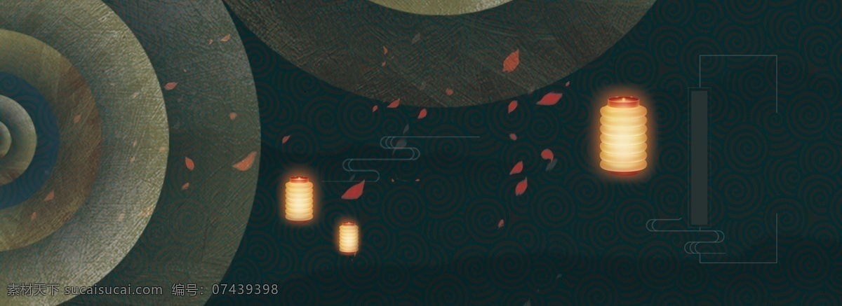 中国 风 祈愿 灯笼 创意 背景 祈愿灯笼 花瓣 山水 唯美意境 复古大气 文艺小清新 创意背景