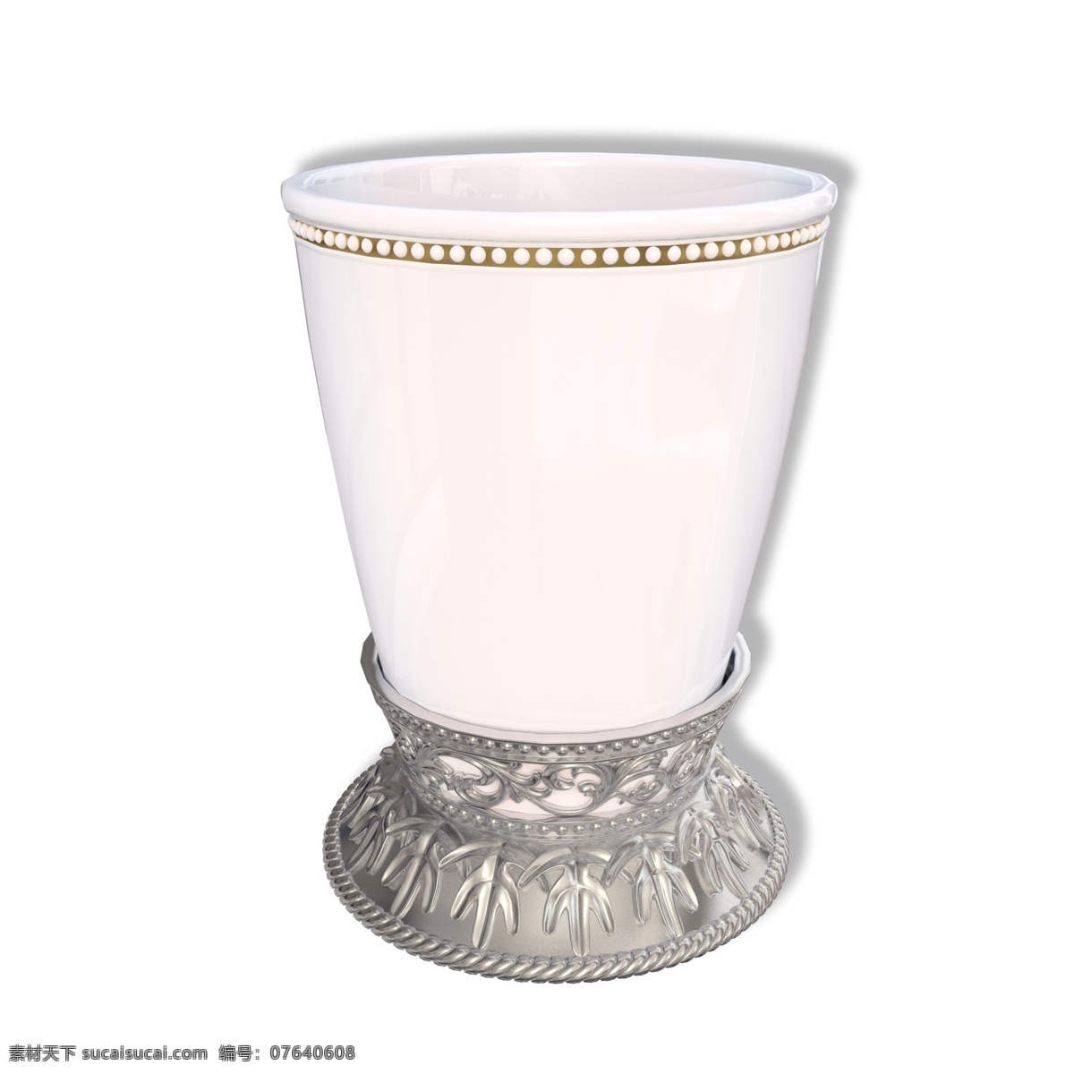 银 底座 陶瓷 茶杯 金属 瓷器