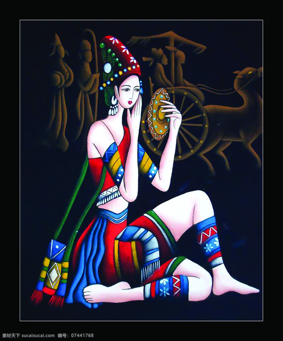 美女艺术画2 美女 卫兵 马车 文化艺术 传统文化 设计图库