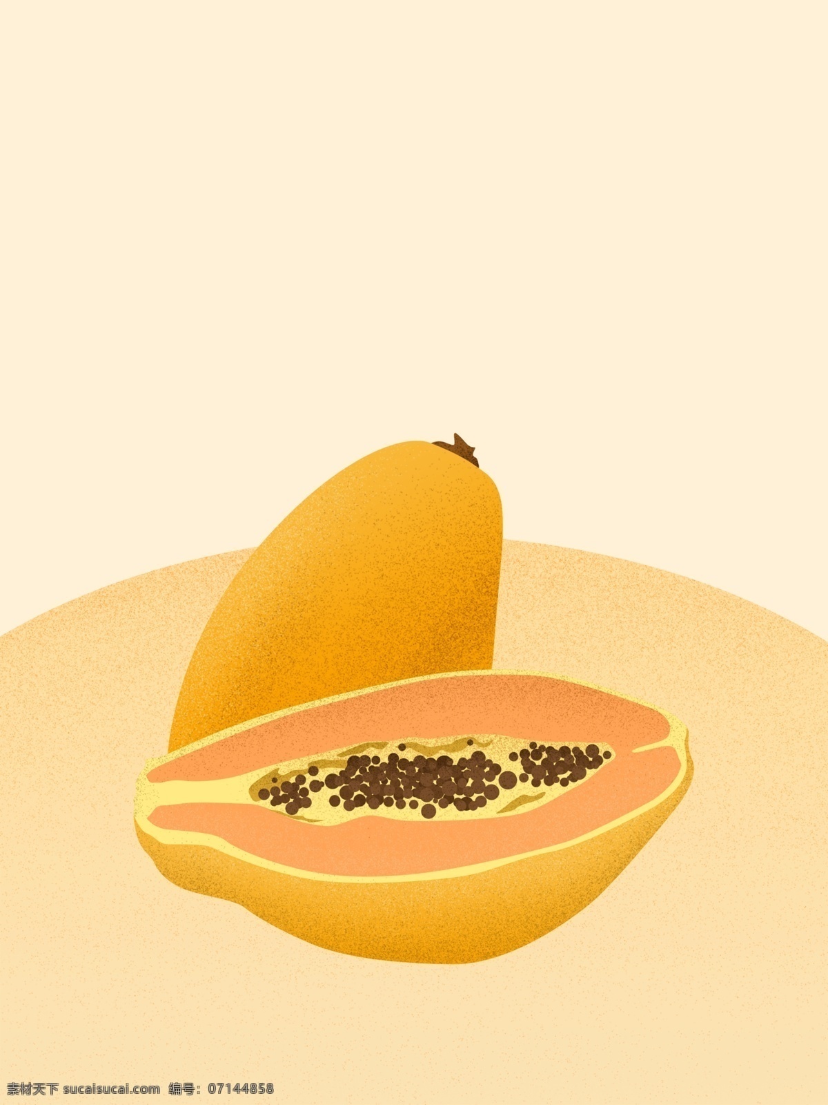 美味 手绘 水果 木瓜 广告 背景 广告背景 食物 清新 黄色 简约