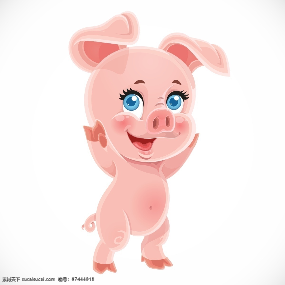可爱 粉红 猪 卡通 角色 动物 生物世界 家禽家畜