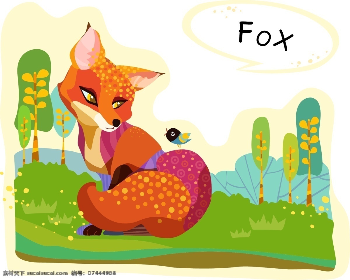 狐狸 背景 矢量 图案 动物 拼接 几何 装饰