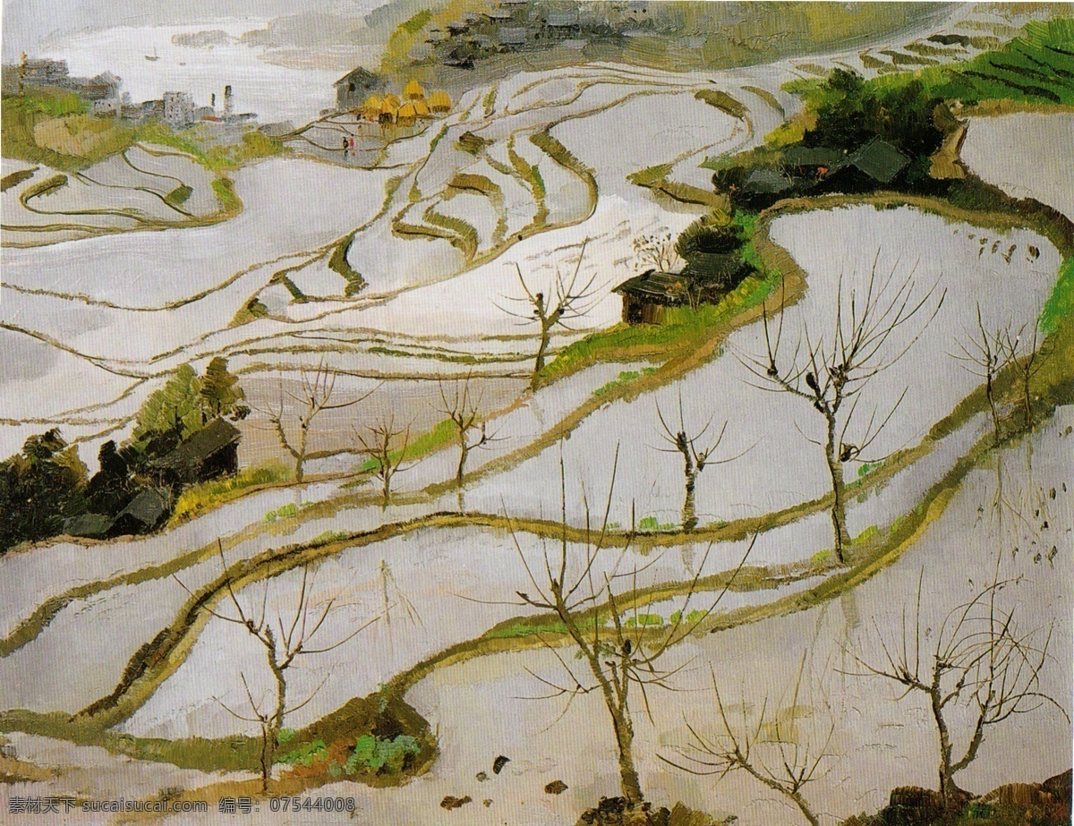 风景 绘画书法 文化艺术 现代风景画 油画 吴冠中 名家油画 名家作品 创新油画 装饰素材