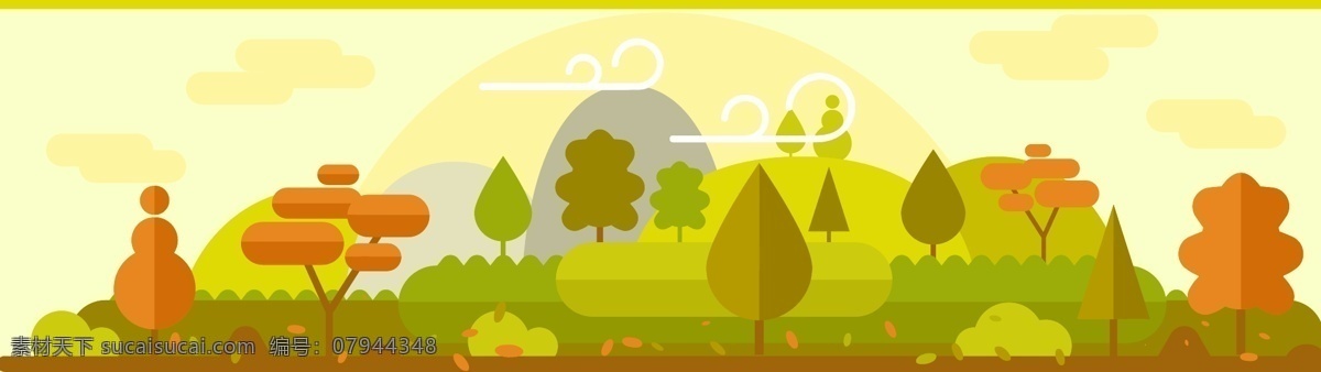 秋季 banner 微黄 松树 山峰 benner