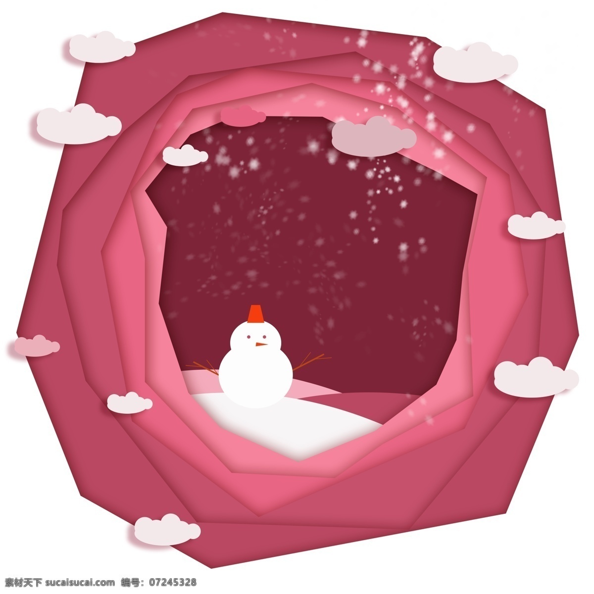 手绘 雪人 不规则 边框 粉色的边框 白色的雪人 可爱的雪人 卡通边框 不规则边框