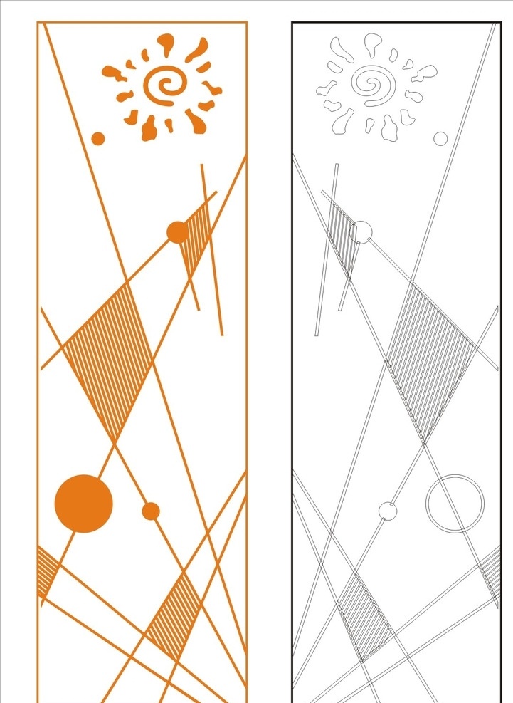 抽象移门图案 太阳 线条 圆圈 抽象 艺术玻璃 装饰画 矢量移门 文化艺术 绘画书法