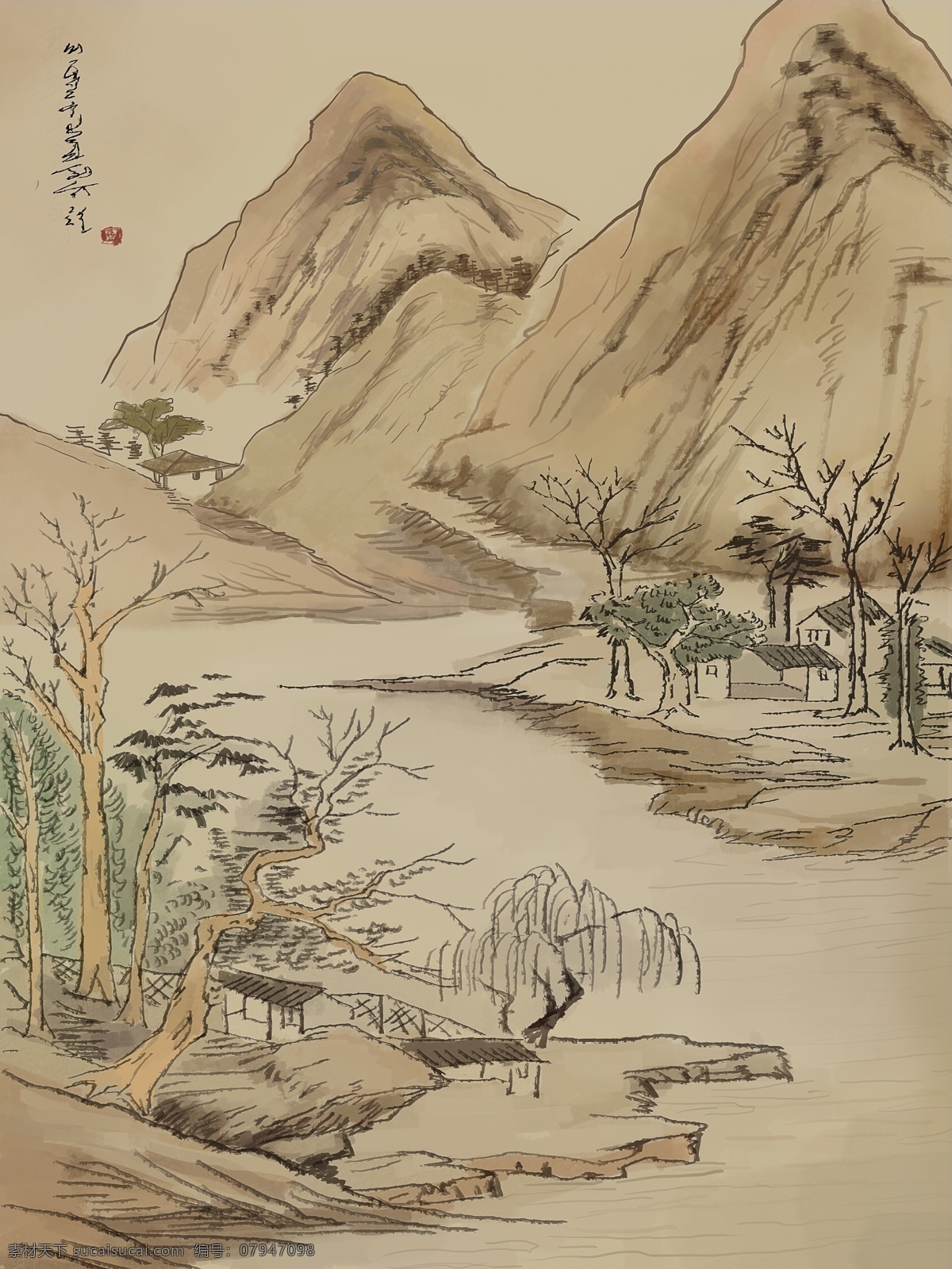 手绘插画 插画 手绘 古风插画 古风手绘 古风山水