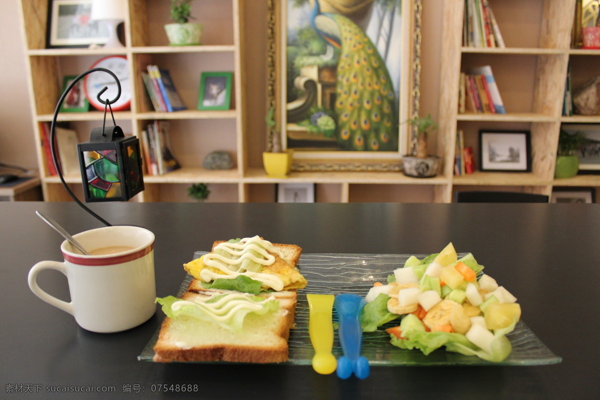 餐饮美食 胡萝卜 咖啡 面包 奶茶 苹果 水果 套餐 水果套餐 香蕉 书柜 矢量图 日常生活