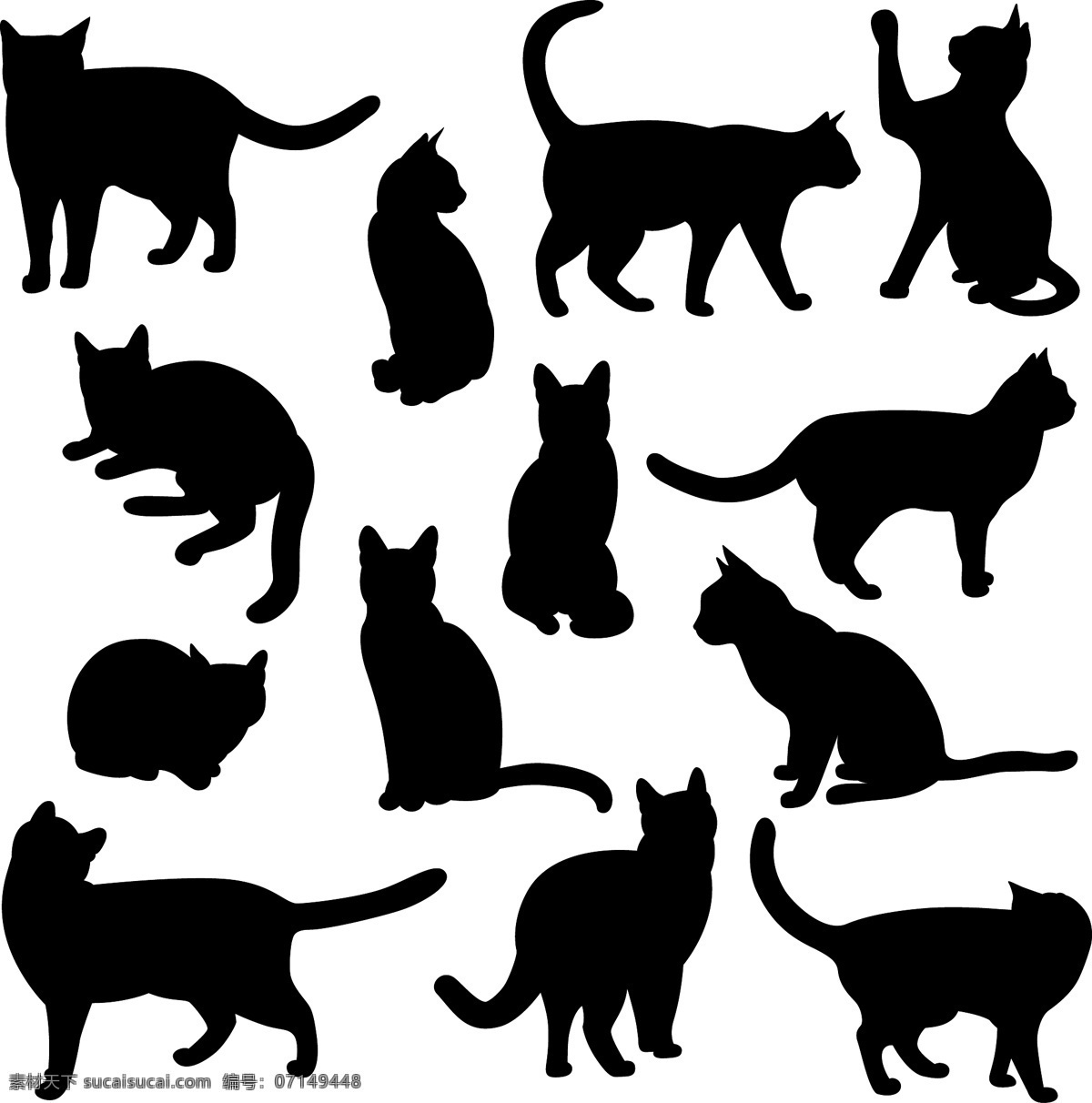 猫剪影 动物剪影 动物世界 卡通动物 漫画动物 陆地动物 生物世界